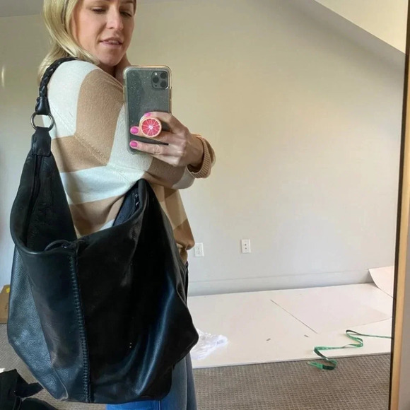 Carlos Falchi Black Leather Slouch Hobo Bag - Picture 10 of 16